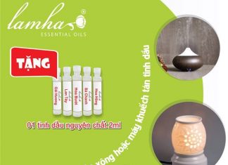 Thông báo khuyến mại tặng lọ 2ml tinh dầu nguyên chất khi mua đèn xông hoặc máy khuêch tán tinh dầu